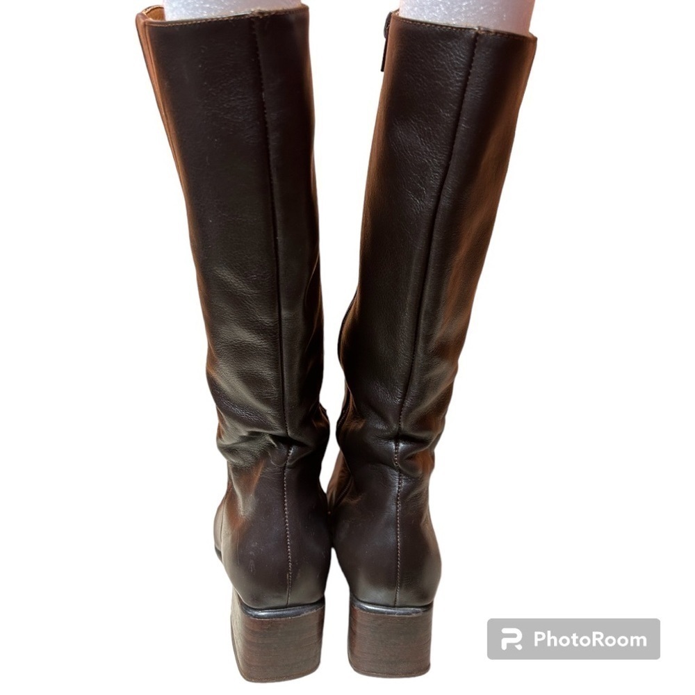 EMILIO PUCCI LUXURY BROWN LEATHER LOW HEEL BOOTS - Picture 3 of 10